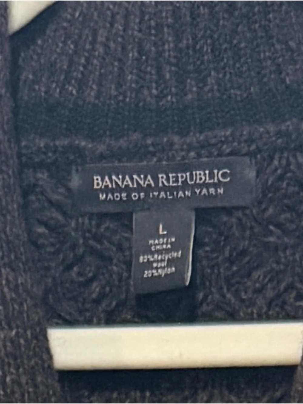 EUC Banana Republic Men's Recycled Wool Dark Brown Cable Knit Cardigan